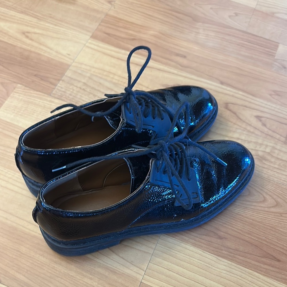 Franco Sarto Shiny Blue Lace-Up Loafers